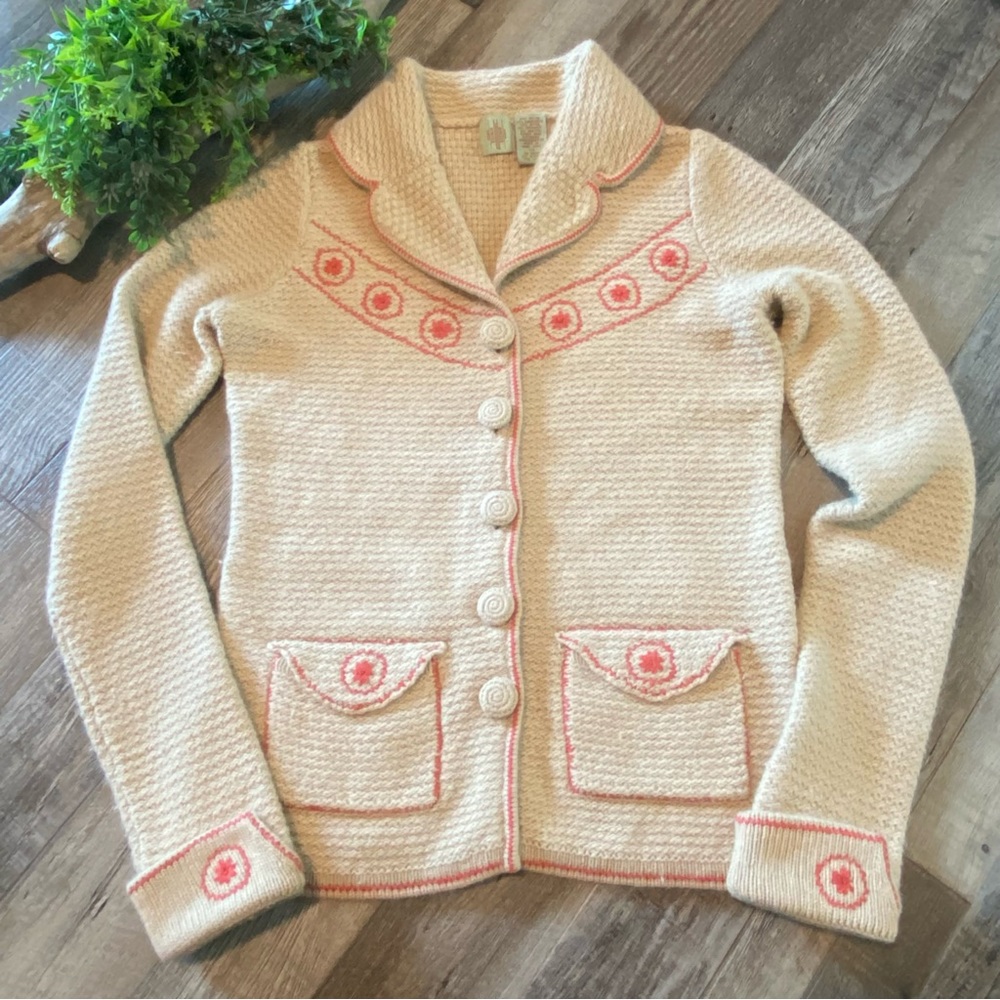 HWR by Anthropologie Cardigan Rayon/Wool/Cashmere/Angora Blend Made in Hong Kong